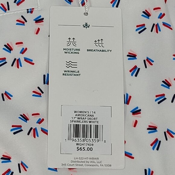 Lady Hagen Americana 17" Wrap Skort Sparklers White Women's Size 14 NWT WGH17439 - Picture 7 of 12